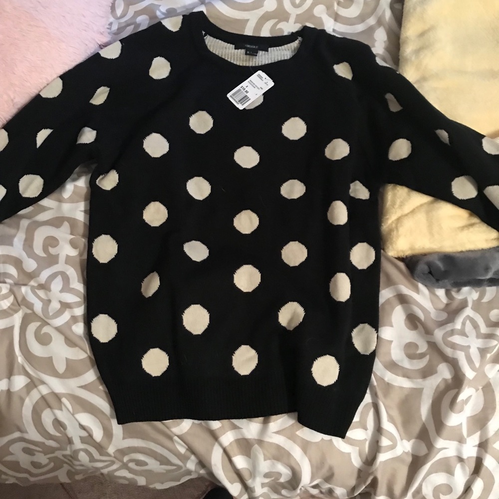 Black with White polka dot sweater